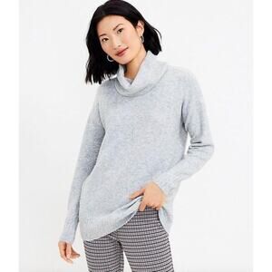 Loft Light Gray Cowl Neck Tunic Sweater Size Small